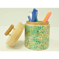 {Category 1}Bamboo jar inlaid with natural mother-of-pearl eggs for multi-purpose storage - meaningf
