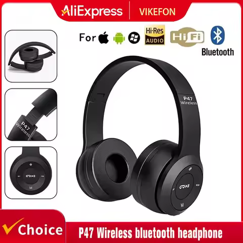 P47 Wireless bluetooth headphone With Mic Noise Cancelling Headsets Stereo Sound Earphones Sports Ga
