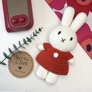 荷蘭Miffy米飛兔【miffy&amp;紅洋裝】手工鉤針純棉娃娃安撫米菲兔