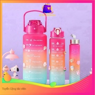 Combo of 3 3D graduated sticker water bottles to remind you to drink water daily, capacity 2000ML 90