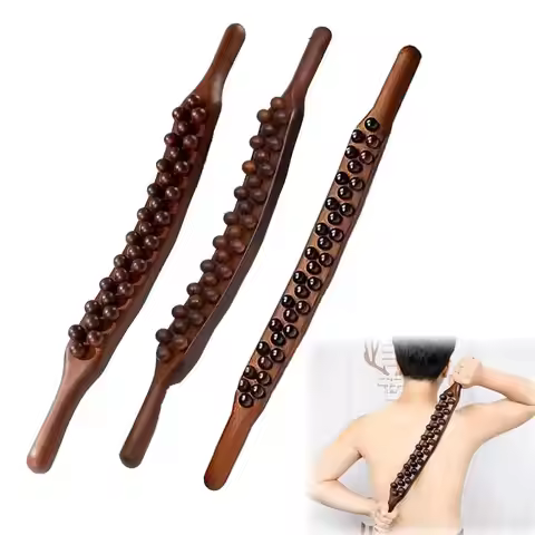 Gua Sha Wooden Scraping Stick, Gua Sha Body, Beads Rolling Gua Sha Wooden Massage Stick, Full Body S