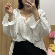 Hygge Hygge | Round neck shirt with puff sleeves - Alice Top