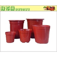 {Green Flower Edge} Plastic Red Pot-17cm Plastic Pot
