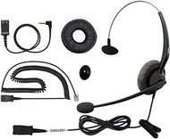 Phone Headset RJ9 Compatible with Grandstream Yealink Snom Panasonic Telephones Microphone Noise Cancellation Plus 3.5 mm Adapter for Smartphone