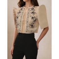Amyenjoylife Modern Filipiniana Bolero Top with Puff Sleeves for Women