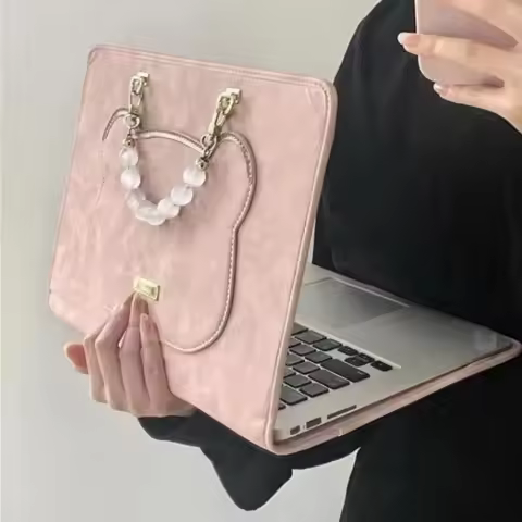 13/14/15.6inch Pink Laptop Sleeve Y2k Fashion Laptop Protective Case PU Women Handbags for Macbook/L