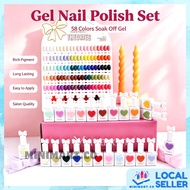 58 Colors Macaron Nail Polish Gel Set UV Gel Learner Kit 15ml Set Cat Kuku Gel Popular Full nail pol