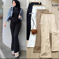 Fit and Flare cutbray scuba Waist High Waist Flare Pants
