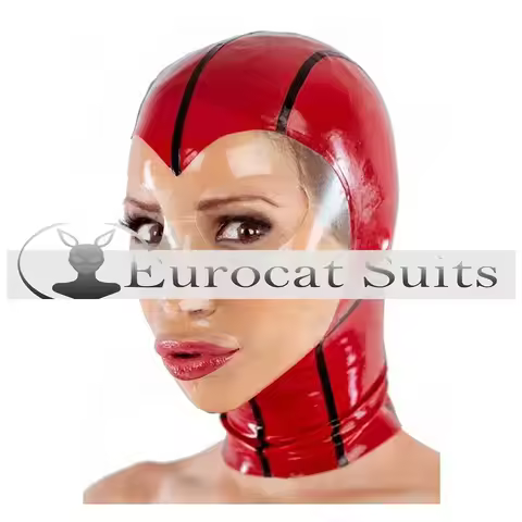 customized Transparent Face Latex Hood Open Eyes & Mouth Rubber Mask Clubwear Fetish BDSM