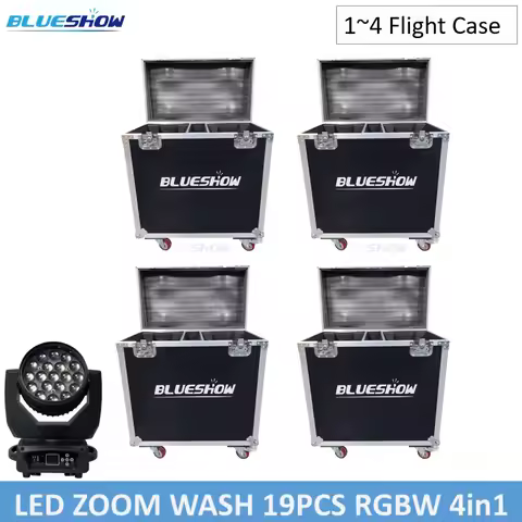 1~4PCS Flight case LED Zoom Wash 19x15w RGBW Moving Head Wash Light Rockcase Lyre For 2x LED Zoom Wa