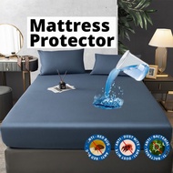 {SG} Waterproof Mattress Protector Fitted Waterproof Bedsheet Mattress Topper for Queen King Size Machine Washable