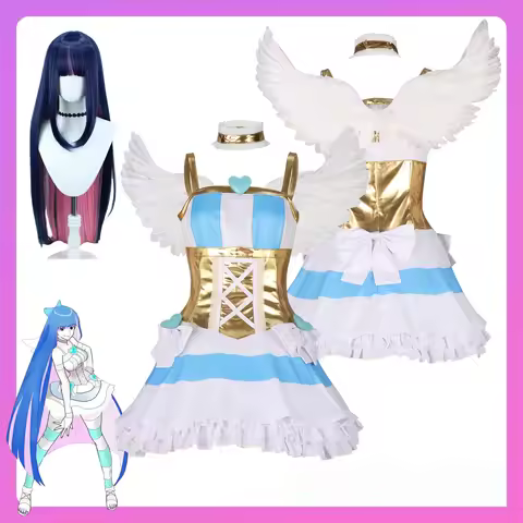 Anime Panty & Stocking with Garterbelt Cosplay Anarchy Stocking Costume Wig Halloween Party Suit