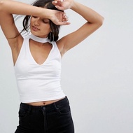 BERSHKA WHITE CROP TOP