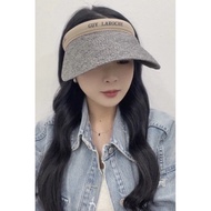 Gray {Glitter} Genuine Korean 2405C0110 Letter Contrast Color Stitching Woven Sun Hat