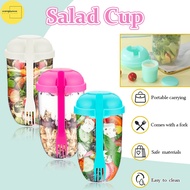 1000ML 3In1 Portable Salad Cup with Fork Sauce Container Breakfast Salad Bowl School Work Lunch Food