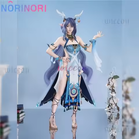 Lauma Cosplay Costume Genshin Impact Lauma Wig Dress Frostmoon Scions Headwear Bracelet Accessories 