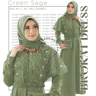 HIJAU Premium Brocade Nadine Dress || Mint sage and sage green sage jotun mint green and sage olive 