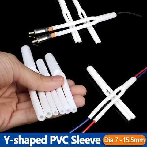 2-100pcs White Black 7~15.5mm PVC Wire Splitter Sleeve Y-shaped No Shrinkable Speaker Audio Cable Pa