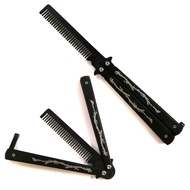 S Dragon Black Handle Butterfly Folding Comb training Practice Stainless Steel Balisong Style Butter