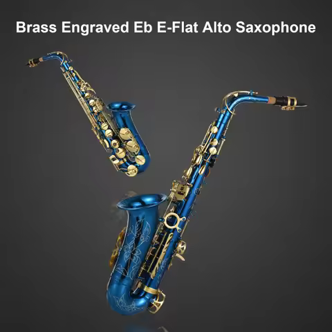 Brass Engraved Eb E-Flat Alto Saxophone Sax Abalone Shell Button Wind Instrument&Saxophone Mouthpiec