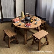 Chinese Style Old Elm Log Stove Texture Hot Pot Table Dining Table Tea-Making Small Round Table Smal