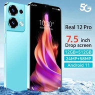 Reaime 12PRO Genuine Promotion Cheap 5G Android Smartphone 7.5inch Full Screen 12G+512G HD 24MP+58MP Photo Dual SIM Dual Standby Game Music cash on delivery