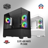 CoolerMaster Elite 490 w/ 3 ARGB Fans MATX Dual Tempered PC Case Chassis Black | White