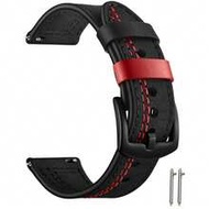 1pc Premium Black Vintage PU Leather Watch Band 20mm 22mm Compatible With Samsung Galaxy Watch 7 6 5