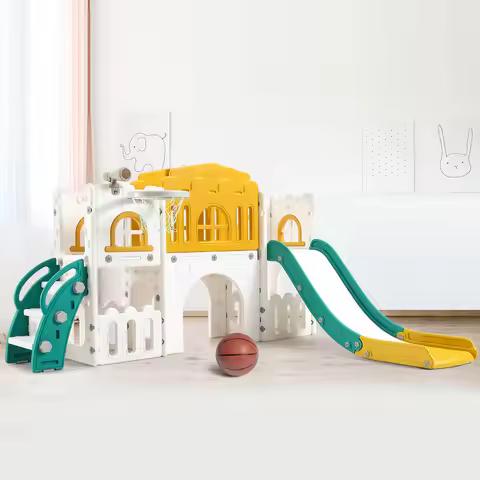 8 In 1 Toddler Slide Indoor Playground, Indoor Slide Toddler Playset For Toddlers 1-3, Kids Outdoor
