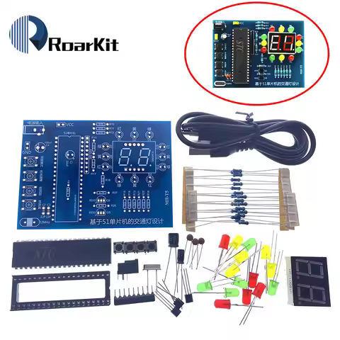 MHT5 Traffic Light Controller Electronic DIY Kit Electromechanical Skills Training Contest STC89C52 