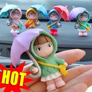 Desktop Cartoon Plastic Doll Ornaments / Home Decor Ornament Craft Gift / Cute Umbrella Girl Doll / Universal Car Center Console Dashboard Decoration