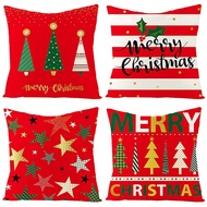 P.K.YO-Christmas Cushion Covers Set of 4 Linen Christmas Pillow Cases 18 x 18 inch Xmas Design Throw