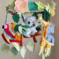 嬰兒移動音樂嬰兒床之旅，帶卡拉斯、大象、老虎、長頸鹿、獅子