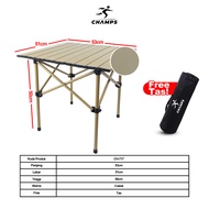 CHAMPS Meja Lipat Portable Kursi Lipat Outdoor 1 Set Meja Kursi Camping Meja Lipat Camping