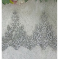Border lace cantik murah grey silver kelabu lace baju nikah kurung kebaya