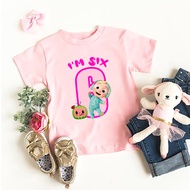 【HOT NEW】 Cocomelon Birthday Summer Girl Outfits Top Pink Cute Cartoon Girl T-shirt Give Your Daught