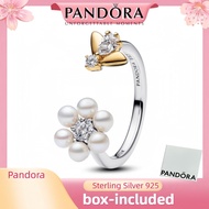 100% S925 sterling silver(with box)Bridgerton Bee & Treated Freshwater Cultured Pearl Flower Open Ri