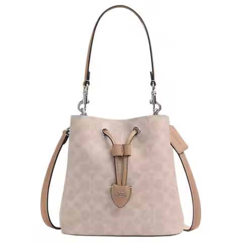 COACH Rowan Artificial Leather Bucket Bag Handbag Trumpets Women's Sand Yellow & Taupe CBH07-SVPWH