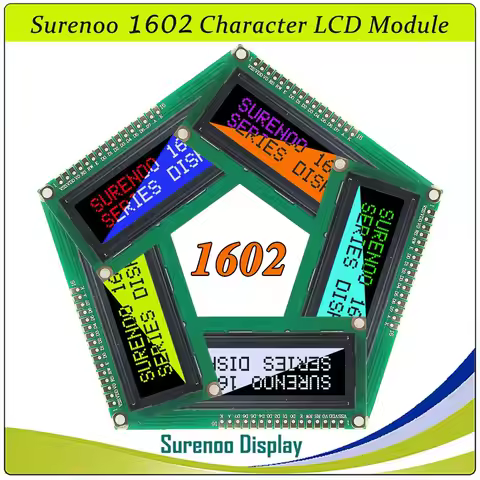 Surenoo 1602 16X2 162 5V 4-Bit 8-Bit Parallel Character LCD Module Display Screen Panel LCM STN Yell