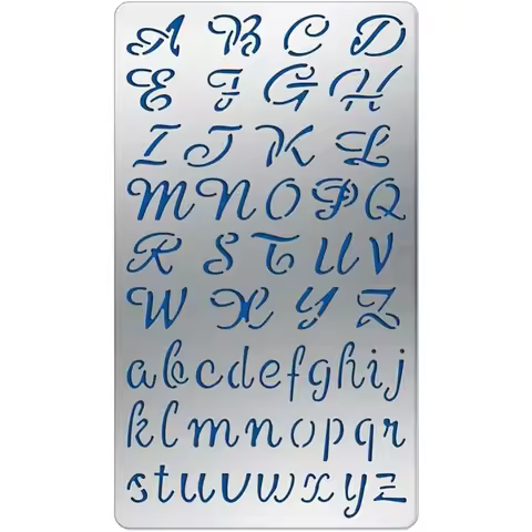 Copperplate Alphabet Number Pattern Stainless Steel Stencils 7x4Inch Alphabet Metal Stencil Template