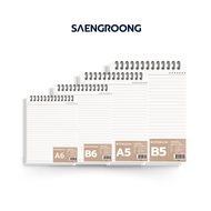Saengroong สมุดโน๊ตสันห่วงบน สมุดเปิดบน ปกใสขุ่น สมุดเปิดหัว (ขนาด A5,A6,B5,B6 ) บรรจุซองใส 1เล่ม /