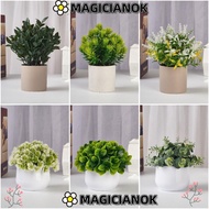 MAGICIANOK Artificial Plant Bonsai, Fake Flower Plastic Plant False Plant Pot, Mini Evergreen Bonsai