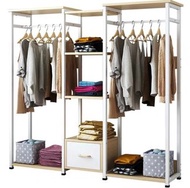 (訂貨價：$480）120cm加寬×140cm高 鋼木架掛衣櫃 衣帽架 收納掛衣架 Closet Wardrobe