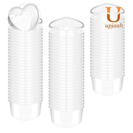 100 Pcs 2.4 Oz Valentine'S Day Heart Shaped Containers Plastic Box with Lids Reusable Small Portion 