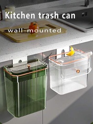 1個透明家用垃圾桶,帶蓋,可掛式垃圾桶,適用於浴室、廚房和公共廁所