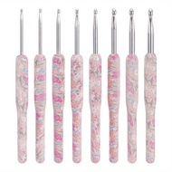 TEMU High-quality Stainless Steel Crochet Hooks With Plastic Cushioned Handles, Suitable For Project