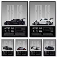 Minimalist Sports Car 911 GT3-RS 718 GT4 RS Poster, Canvas Painting, Wall Art, Interior Decoration f