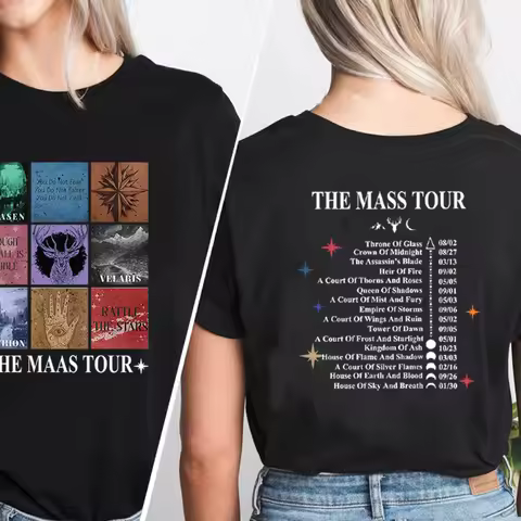 Sarah J Maas Eras Tour T Shirt Women The Maas Tour Tee Shirt Acotar Crescent City Merch Printed T-sh