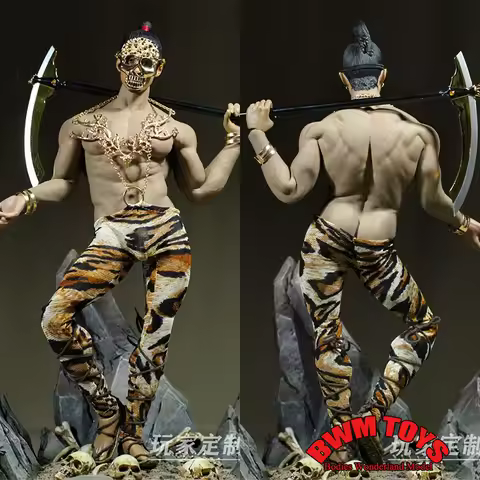 Customized 1/6 Men Clothes Golden Skull Mask One-piece Semi Transparent Pants Model fit 12in M30 M31
