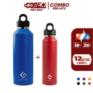 Combo 2 bình giữ nhiệt Gozen 950ml và 473ml đóng mở một giây chỉ cần một tay Twist-Free Revomax bảo